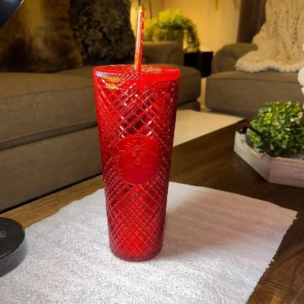 Starbucks Coffee Merlot Crystal Iridescent Jewel Studded Tumbler Cold Cup 24oz